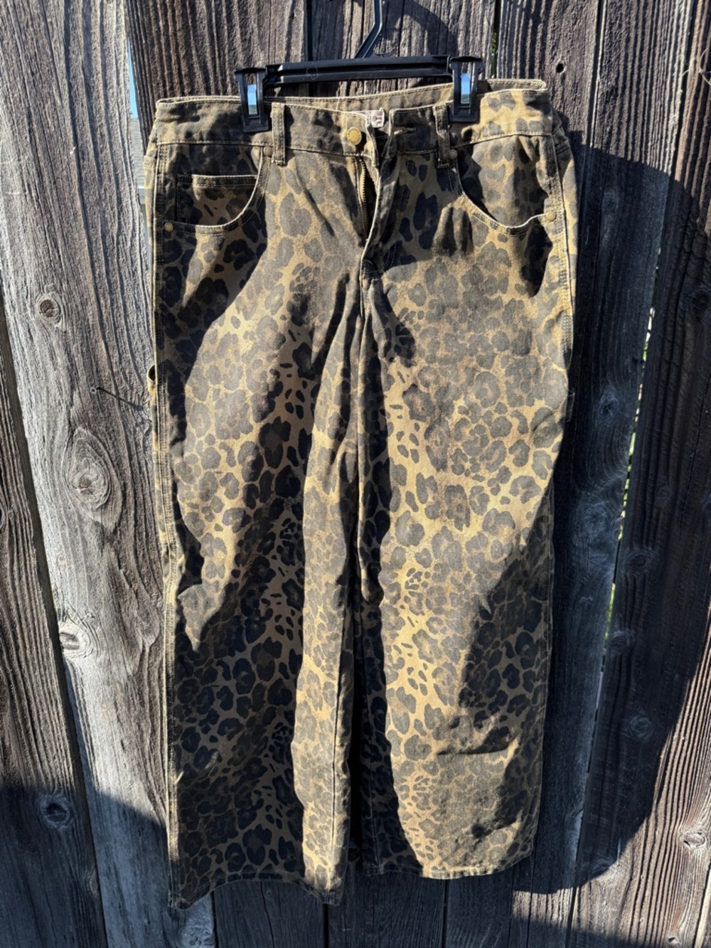 Leopard Print Wide Leg Pants - Brown/Black